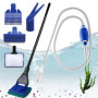 Kit de nettoyage d'aquarium 5 en 1 : accessoires d'aquarium, siphon de changement d'eau et 5 outils de nettoyage amovibles, kit 