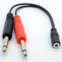 3.5mm (Mini) 1/8" TRS Stereo Female à 2 Dual 1/4" 6.35mm Mono TS Male Y Splitter Cable Adaptateur audio Convertisseur stéréo Amp