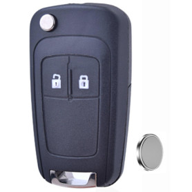 ANGOFIZ Coque Clé 2 Boutons Pliable Compatible avec Opel Vauxhall Astra Zafira Mokka Corsa Orlando Insignia Meriva Vectra Chevro