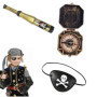 BOBOZHONG Accessoires de Costume de Pirate,3 Pièces Pirate Accessoire,Cache-Oeil Télescope Boussole,Ensemble D'Accessoires de Co