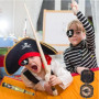 BOBOZHONG Accessoires de Costume de Pirate,3 Pièces Pirate Accessoire,Cache-Oeil Télescope Boussole,Ensemble D'Accessoires de Co