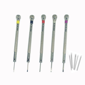 Lot de 5 tournevis à tête plate avec une plage d'ouverture de 0,08 mm à 2,0 mm, adaptés pour la réparation de montres, le démont