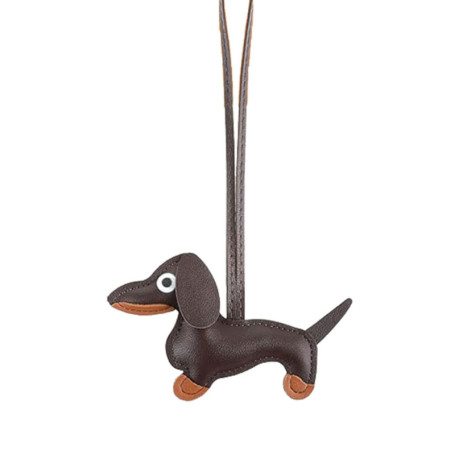 BOBOZHONG Porte-clés en Cuir PU Miniature - Charm Mignon pour Sac à Main, Sac à Dos ou Déco (Café) - Llavero de Cuero Perro Salc