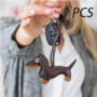 BOBOZHONG Porte-clés en Cuir PU Miniature - Charm Mignon pour Sac à Main, Sac à Dos ou Déco (Café) - Llavero de Cuero Perro Salc