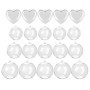 Lot de 20 boules décoratives transparentes en plastique remplies - Décoration de fête - Boules décoratives rondes en forme de cœ