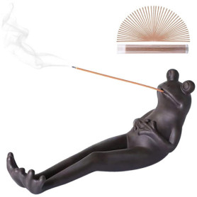 Pipihome Porte-encens en Forme de Grenouille, céramique brûleur d'encens avec bâtons d'encens, Ornement Amusant en Forme de Gren