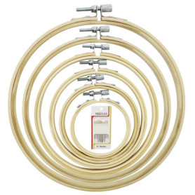 Lot de 6 cadres à broder et 16 aiguilles à coudre, cadre de broderie rond en bambou, cadre de broderie rond réglable, sans bavur