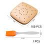 100 pièces de papier parchemin pour friteuse à air avec 1 pièce de brosse à four, papier sulfurisé pour poêle, doublure en papie