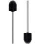 Lot de 2 brosses de toilette en silicone - Poils doux - Longue poignée - Nettoyeur de toilettes accroupi - Convient pour les toi