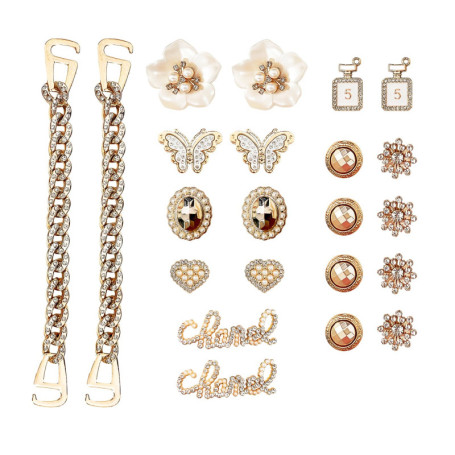 Lot de 22 Décorations de Chaussures en Forme de Fleur en Diamant - Boucles et Accessoires Tendance pour Sandales avec Trous - 2-