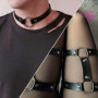 2 Anneaux De Jambe Noirs, 1 Tour De Cou, Anneaux De Cuisse Punk, Jarretières Réglables, Anneaux De Cuisse Sexy, Bretelles Élasti