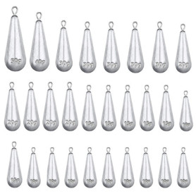 Roosea 28 PCS Poids de Pêche Sinker Plomb de Peche Plomb Drop Shot Plombs de Poids Plomb Peche Carpe Plombs de Pêche pour la Pêc