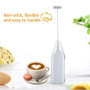 Mousseur à Lait Electrique Mélangeur à Mousse en Acier Inoxydable Anti-adhésive pour Briser les Oeufs sur Batterie emulsionneur 