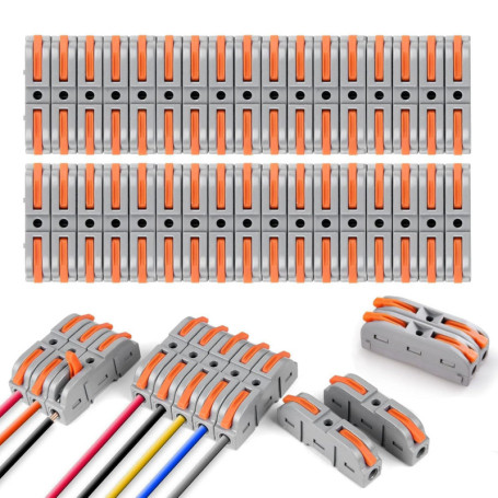 Frogetu 34 Connecteurs Électriques,Cosses et Kits,Dominos Électriques,Wago 4 Entrées,Wago Assortiment,Wago 3 Entrées,Connecteur 