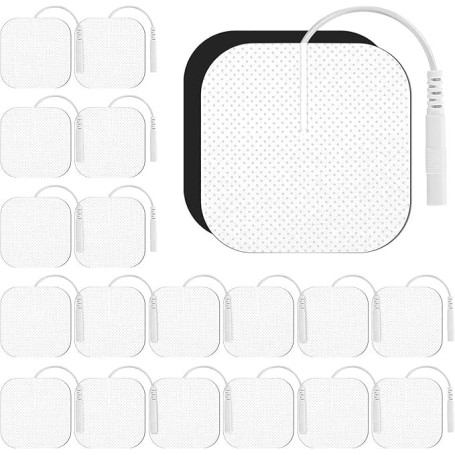 Frogetu Électrodes 5x5 mm 20 pièces,Patchs de 5x5 cm pour électrostimulateur TENS et EMS,Patchs pour TENS et EMS réutilisables e