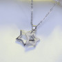 Belons Collier pour femme en argent sterling 925 avec pendentif en forme d'étoiles doubles, Argent sterling Zircone cubique, Zir