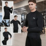 MEETYOO Tee Shirt Compression Homme Manche Longue, Baselayer Maillot Running Vetement Fitness pour Sports Jogging Musculation