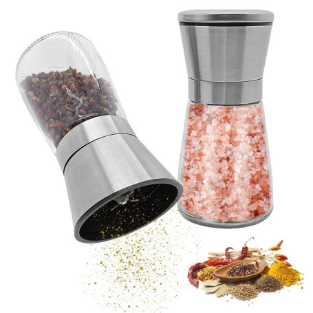 Skythrive Lot de 2 Moulins à Épices avec Broyeur en Céramique Réglable – Moulin à Sel & Poivre en Acier Inoxydable de Haute Qual