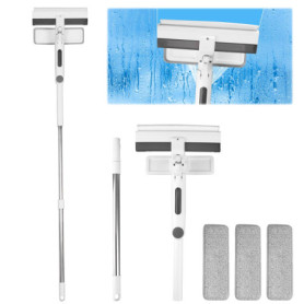 Nettoyeur Vitre 3 en 1, Lave Vitre Telescopique avec Pulvérisateur, Raclette Vitre Professionnel, avec 3 Chiffons Microfibres, p