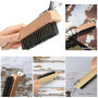 Oumuik Lot de 2 brosses métalliques avec manche en bois, brosse métallique pour enlever la rouille