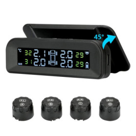Jansite TPMS Système de surveillance de la pression des pneus à énergie solaire 22-87 psi sur pare-brise avec 4 capteurs de voit