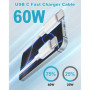 Câble USB C vers USB C pour iPhone 16 15 Pro Max/Plus/Pro/16/15,Macbook,iPad, [1+2M/Lot de 2]60W Cable USBC Charge Rapide Cable 