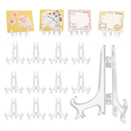 UKOFEW 12 Pièces Support de Chevalet en Plastique, Plastique Transparent Chevalets, Plaque de Support Transparent pour Décoratio