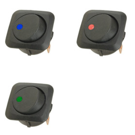 Mintice 3 X 25mm Véhicule de voiture Camion de bateau Rond Commutateur à bascule Interrupteur à bascule Lumière LED 12V 25A bleu