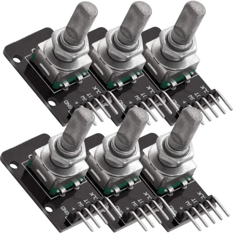 GERUI Lot de 6 modules d'encodeur rotatif KY-040 compatibles avec module d'encodeur rotatif Arduino à 360 degrés, potentiomètre 