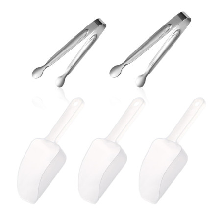 NYGGTYK Lot de 2 pinces à sucre, 3 pelles à glace, pince à sucre, pince à sucre candien, cuillère à pop-corn, pince à bonbons, c