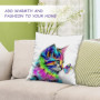DHSBGWSX 1 housse de coussin décorative pour chat, 45 x 45 cm, multicolore avec motif de chat, pour décoration de la maison