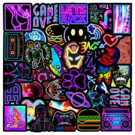 Lot de 100 autocollants décoratifs pour scrapbooking, brochures, vélo, skateboard, autocollants néon, autocollants décoratifs ho