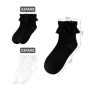 HDGSAFD Lot de 5 Paires de Chaussettes en Coton pour Femme - À Volants, en Dentelle, Mignonnes - Noir/Blanc, Taille