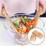 ZBHDEYG 2 pinces à salade, 1 cuillère à baguettes, cuillère à salade en bois, couverts à salade, fourchette à salade pour servir