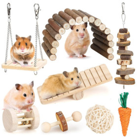 BBjinronjy Jouets Cochon d'Inde à mâcher Naturel, Jouet pour Lapin, Hamster, Petits Animaux, Jouets molaires,Soins des Dents, Ac