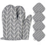 Rseuphiee Gants de Four, Résistant à la Chaleur Gant Four en Coton, 1 Paire Gant Cuisine Coton avec 4 Maniques Cuisine, Antidéra