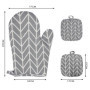 Rseuphiee Gants de Four, Résistant à la Chaleur Gant Four en Coton, 1 Paire Gant Cuisine Coton avec 4 Maniques Cuisine, Antidéra