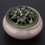Brûleur d'Encens en Céramique, Porte-Encens en Céramique avec Encensoir en Porcelaine en Calebasse en Laiton pour Ornement de Sa