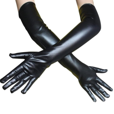 BOBOZHONG Gants Longs Sexy en Similicuir pour Femme,50cm Gants Longs Gants Sexy en Latex Gants de Soirée Femme Gants Long, pour 