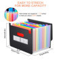 Dossier en expansion, A4 Accordéon Wallet Folder with 13 Pockets File Organisateur Portable Documents Holder with Lid,Multicolor