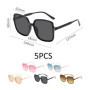 YSJCHEBS Lot De 5 Lunettes De Fête, Lunettes De Soleil Pour Femmes, Lunettes Carrées Tendance, Lunettes Dégradées Surdimensionné