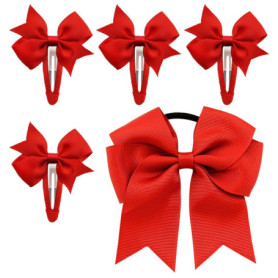 4 Pinces À Cheveux Papillon Rouge Et 1 Attaches À Cheveux Papillon Rouge, Couvre-Chef Pour Enfants, Attaches Élastiques Pour Che