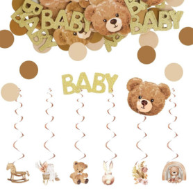 AIRTILY 100 Morceaux De Confettis Bärenthema, 6 Morceaux D'Ornements en Spirale, Décorations De Dessins Animés Mignons, Réserves