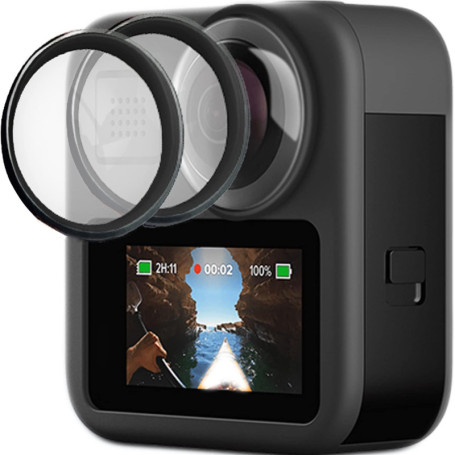 FitStill Lot de 2 protecteurs d'objectif pour caméra d'action Go Pro Max, haute transparence, dureté 9H, résistant aux rayures, 
