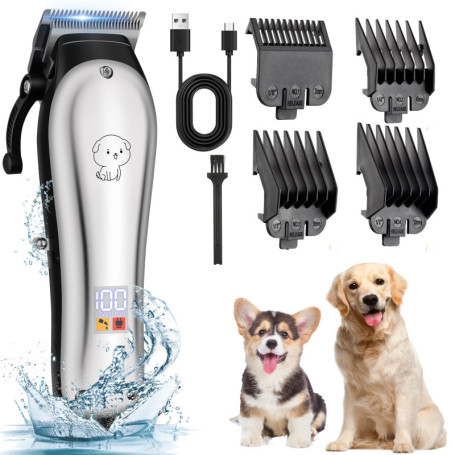 YAZEKY Tondeuses pour Chiens, Professionnelle Tondeuse Chien Poil Long Epais avec Ecran LCD et 4 Peignes de Limite, Tondeuses an