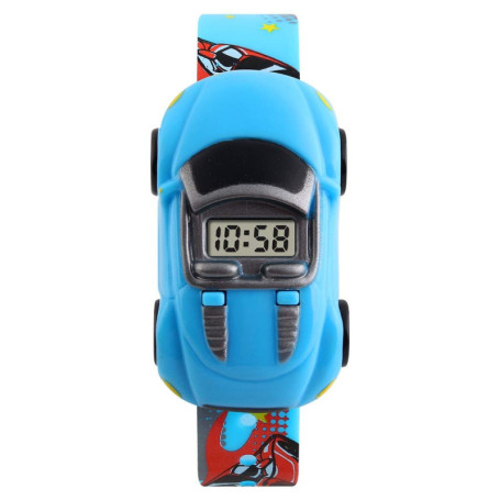 TONSHEN Enfants Montre Garçon Cartoon LED Électronique Digitale Plastique Caisse ER Caoutchouc Ruban Montres Bracelet (Bleu Clai