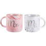 Greneric Mr and Mrs mugs tasses à café en céramique marbrées à motifs dorés, parfaites pour le thé et l'eau, 400 ml, 2 pièces, c
