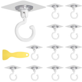 THATSRAD 12 PCS Crochet Plastique Adhésif Crochets Rotatifs à 360°Crochets Mural Crochet Pliant Autocollant Transparent avec 1 R
