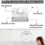 THATSRAD 12 PCS Crochet Plastique Adhésif Crochets Rotatifs à 360°Crochets Mural Crochet Pliant Autocollant Transparent avec 1 R