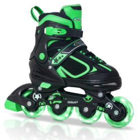 Nattork Blade Patins à roulettes pour garçons avec roue lumineuse, patins à roues alignées vertes lumineuses pour l'extérieur et